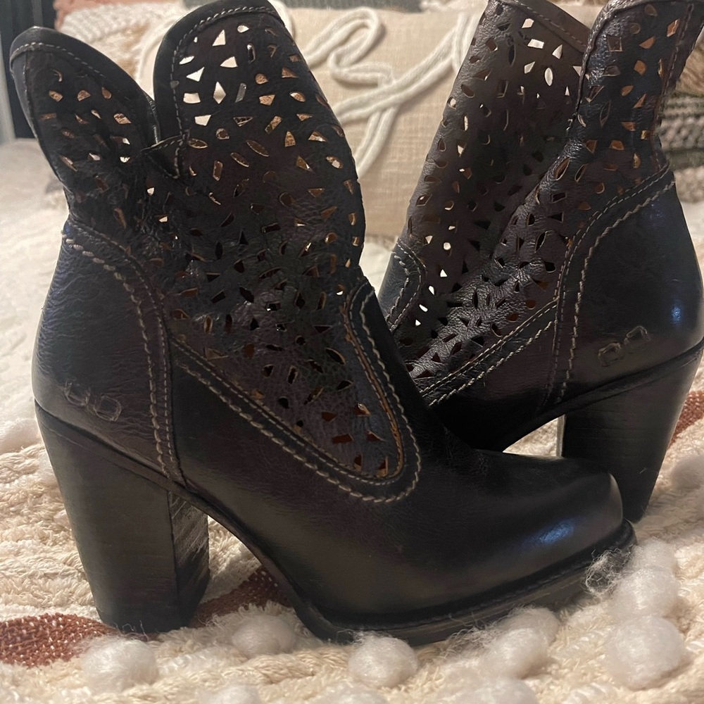 Like New Bed Stu booties. 3 inch heel